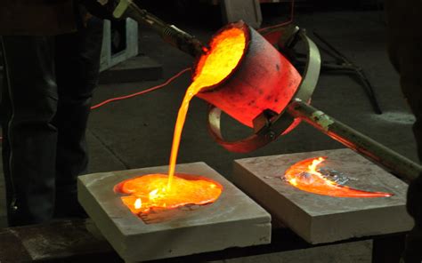 pouring metal into a mold